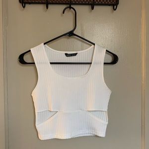Shein Women’s White Tank Top with cut outs